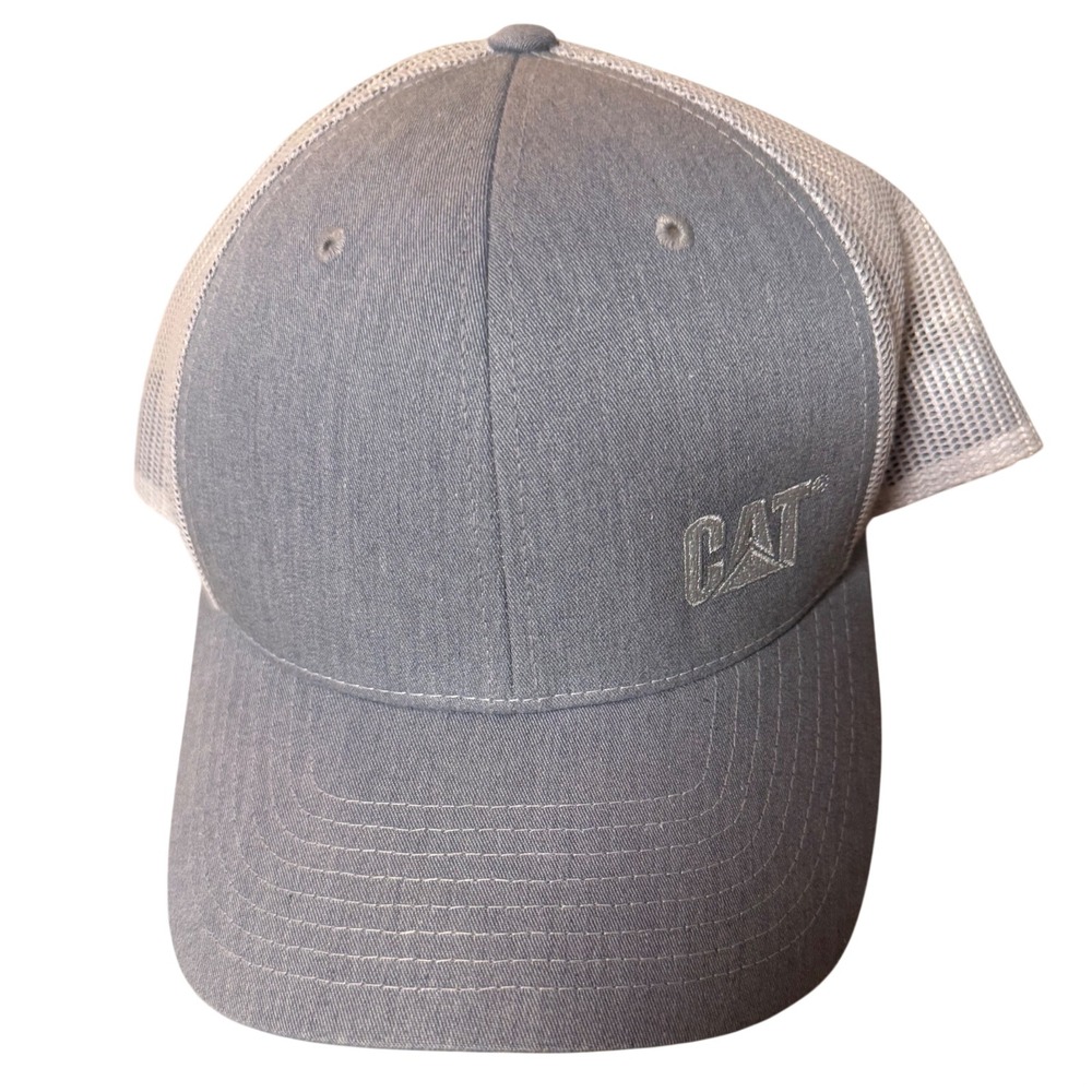 Caterpillar CAT Richardson Trucker Hat Gray White Mesh Snapback Baseball Cap - Picture 2 of 3